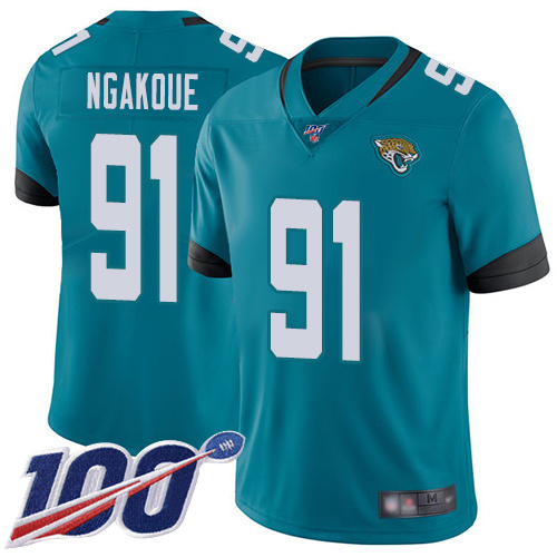 Men Nike Jacksonville Jaguars #91 Yannick Ngakoue Teal Green Alternate  Stitched NFL 100th Season Vapor Limited Jersey